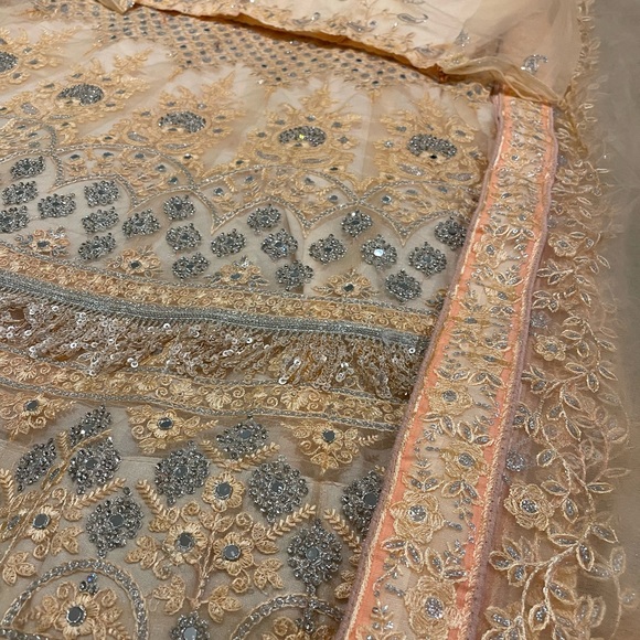 Designer New Peach Lehenga with sequins and mirror work - Picture 5 of 10